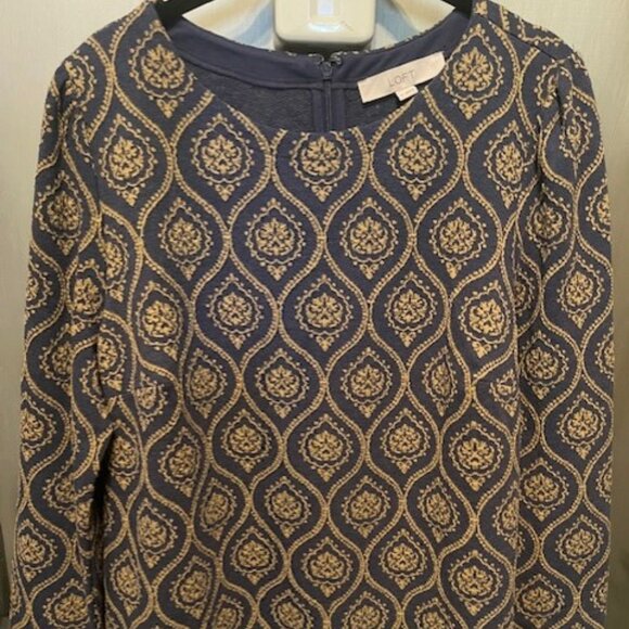 Retro Medallion Jacquard Puff Sleeve Shift Dress - Picture 7 of 16